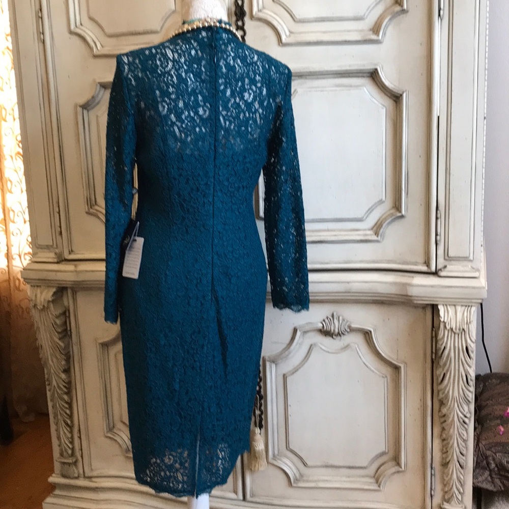 ADRIANNA PAPELL Teal Lace Dress SIZE 10 PETITE NWT - Picture 4 of 8